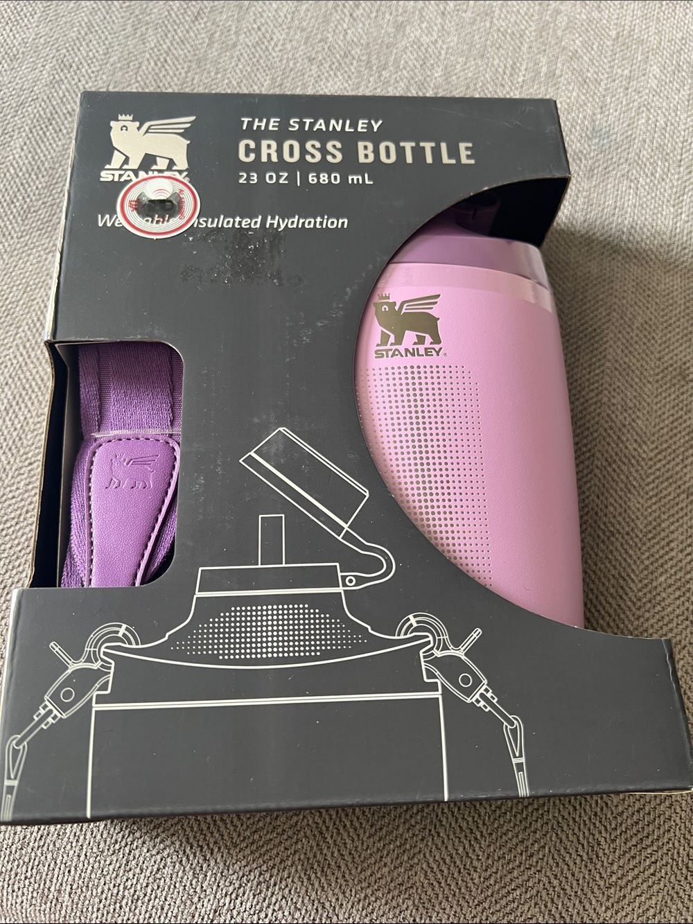 Stanley Pink Insulated Cross Bottle with Carry Strap